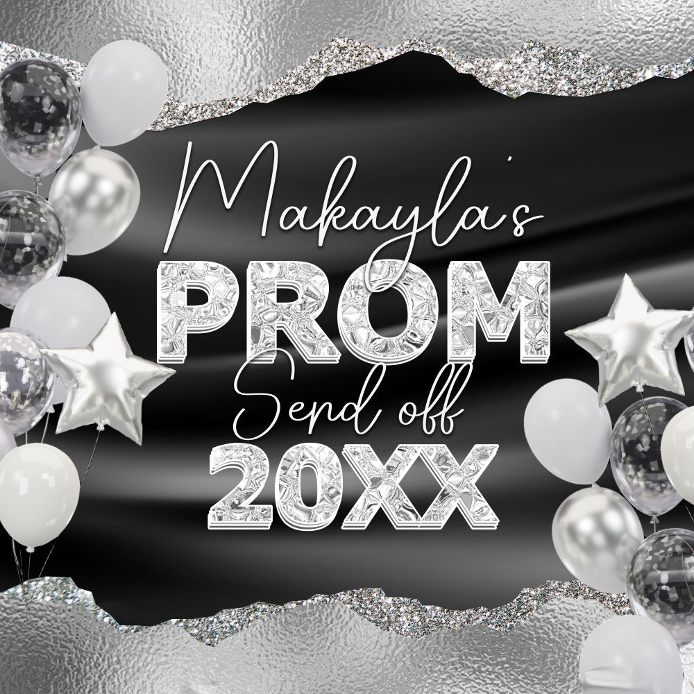 Abschlussball-Fotohintergrund Schwarzer Glanz Personalisierter Party-Abschluss-Hintergrund BRP6-157