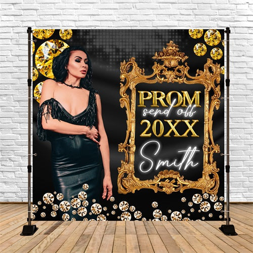 Prom Backdrops Royal Golden Frame Personalisierte Party Graduation Backdrop BRP6-161