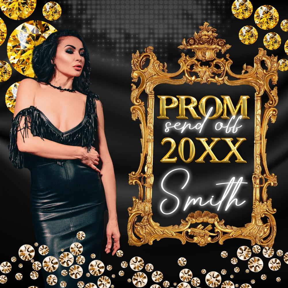 Prom Backdrops Royal Golden Frame Personalisierte Party Graduation Backdrop BRP6-161