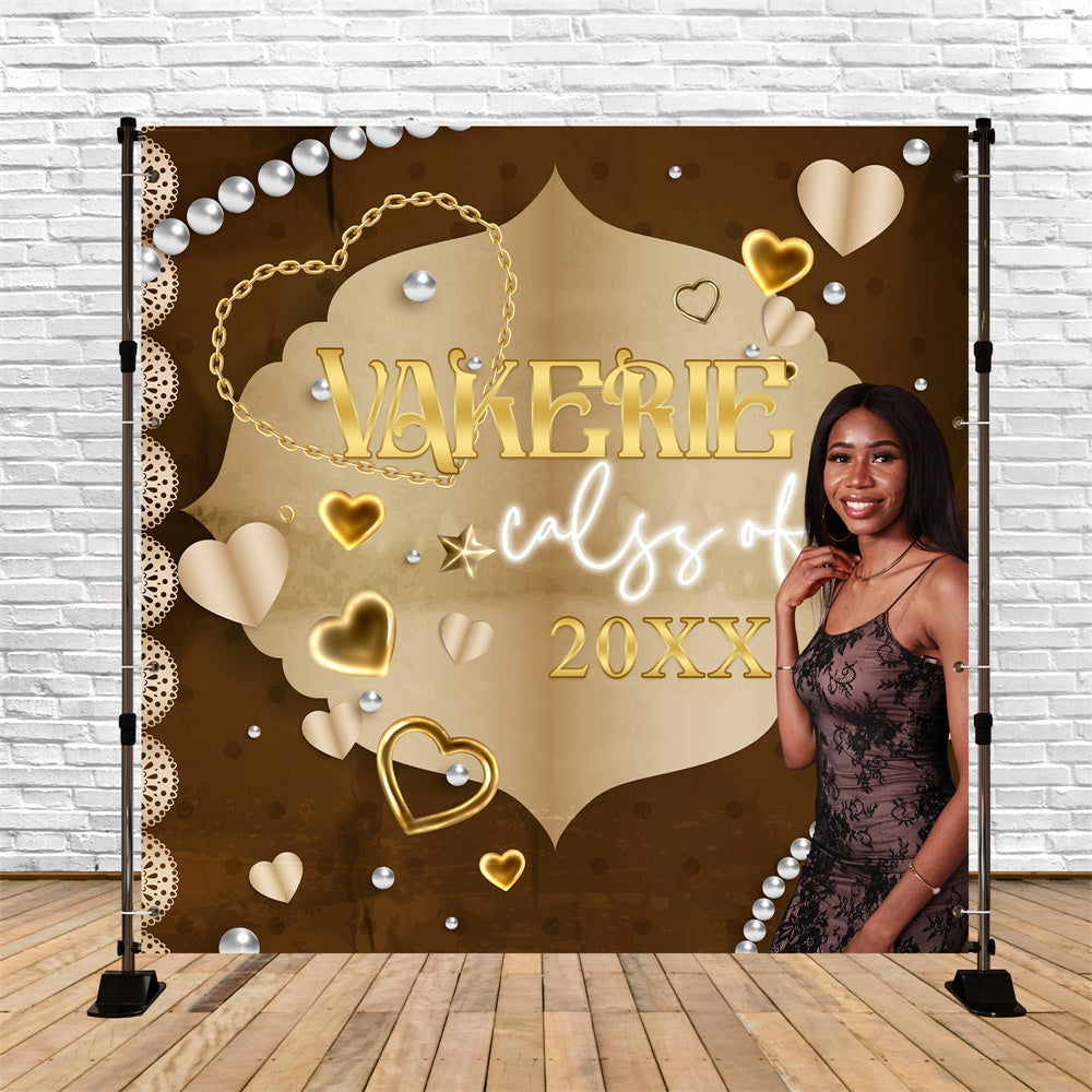 Customized Graduation Backdrop Braun Luxe Perle Party Graduation Backdrop BRP6-164