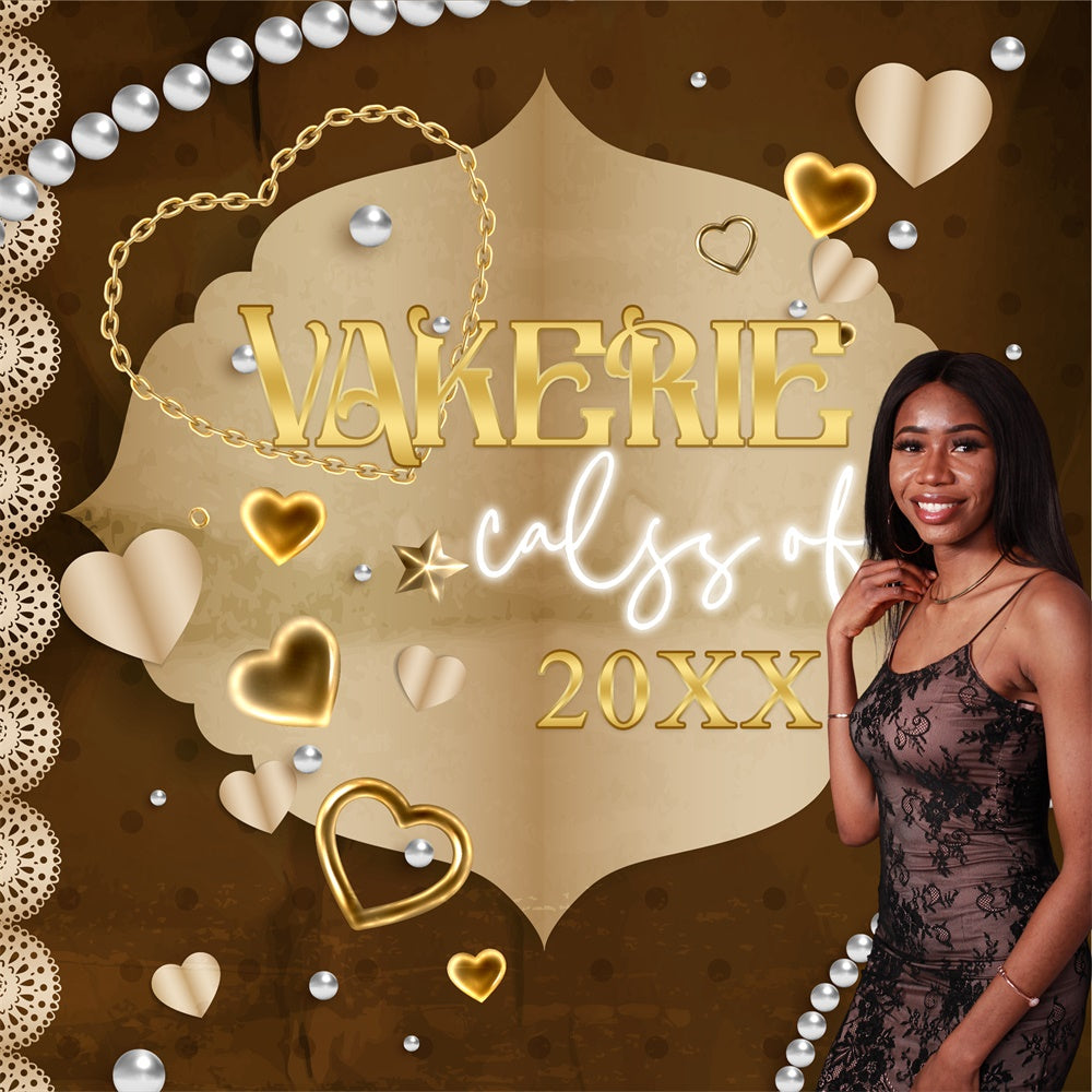 Customized Graduation Backdrop Braun Luxe Perle Party Graduation Backdrop BRP6-164