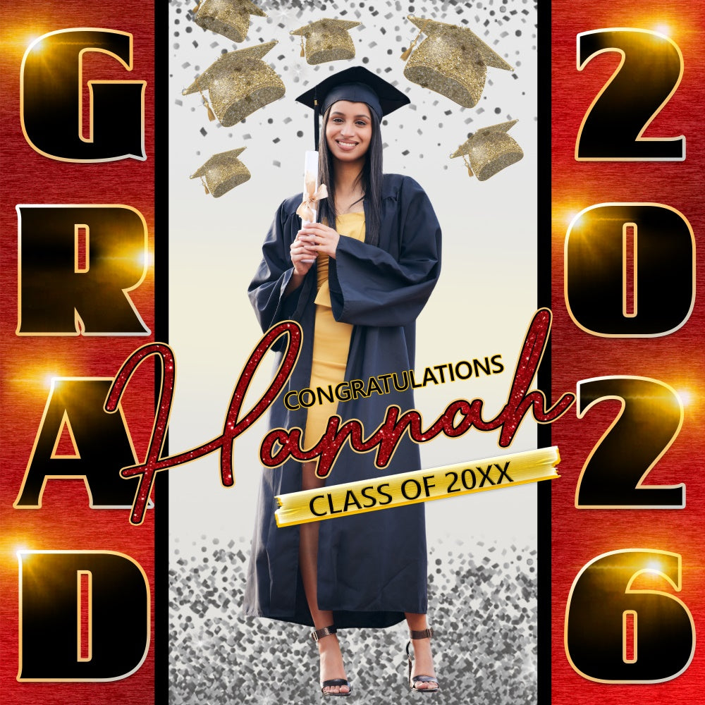 2025 Graduation Backdrop Strahlend Rot Custom Party Graduation Backdrop BRP6-166