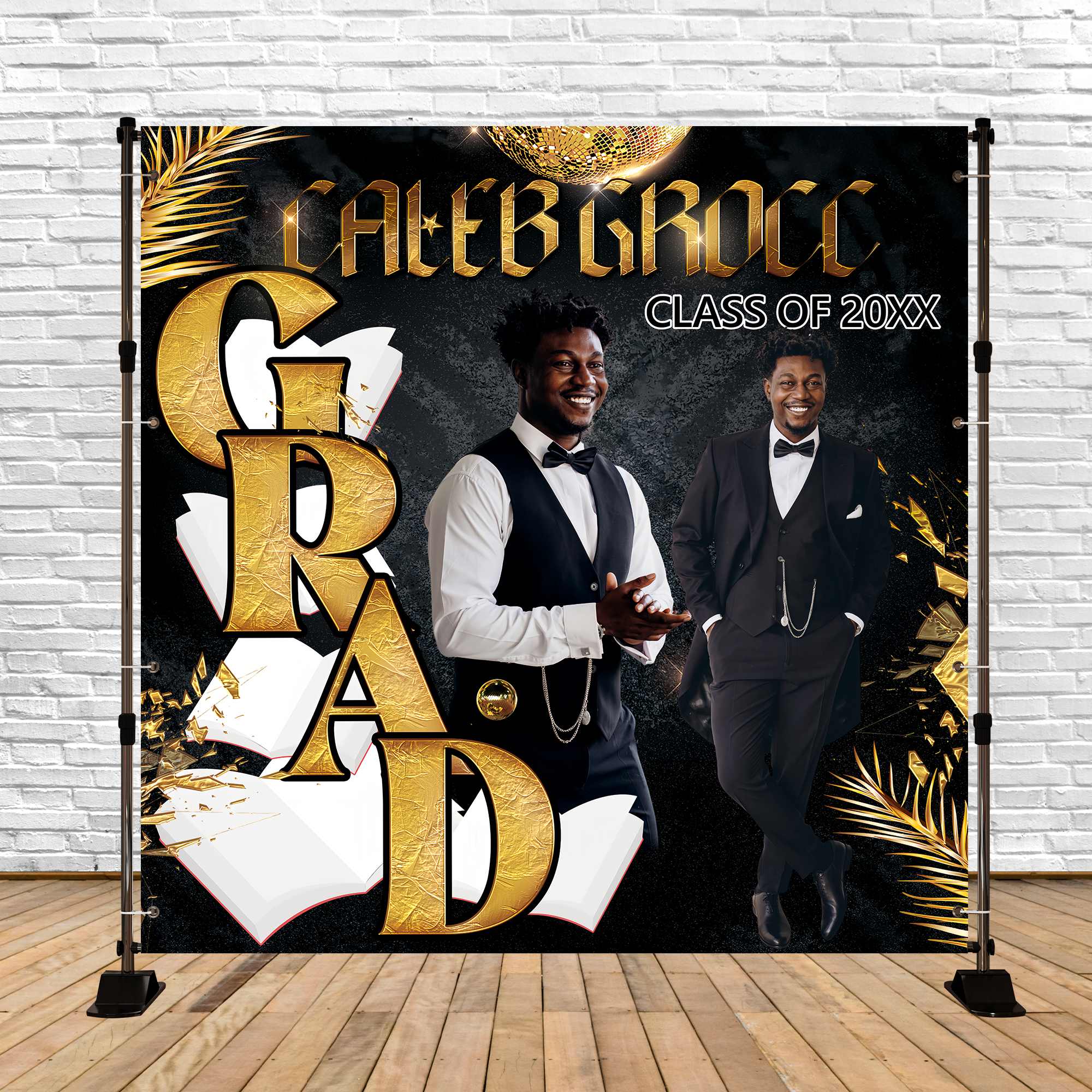 Individueller Hintergrund für Abschlussfeier Goldener Gentleman Party-Hintergrund für Abschlussfeier BRP6-167