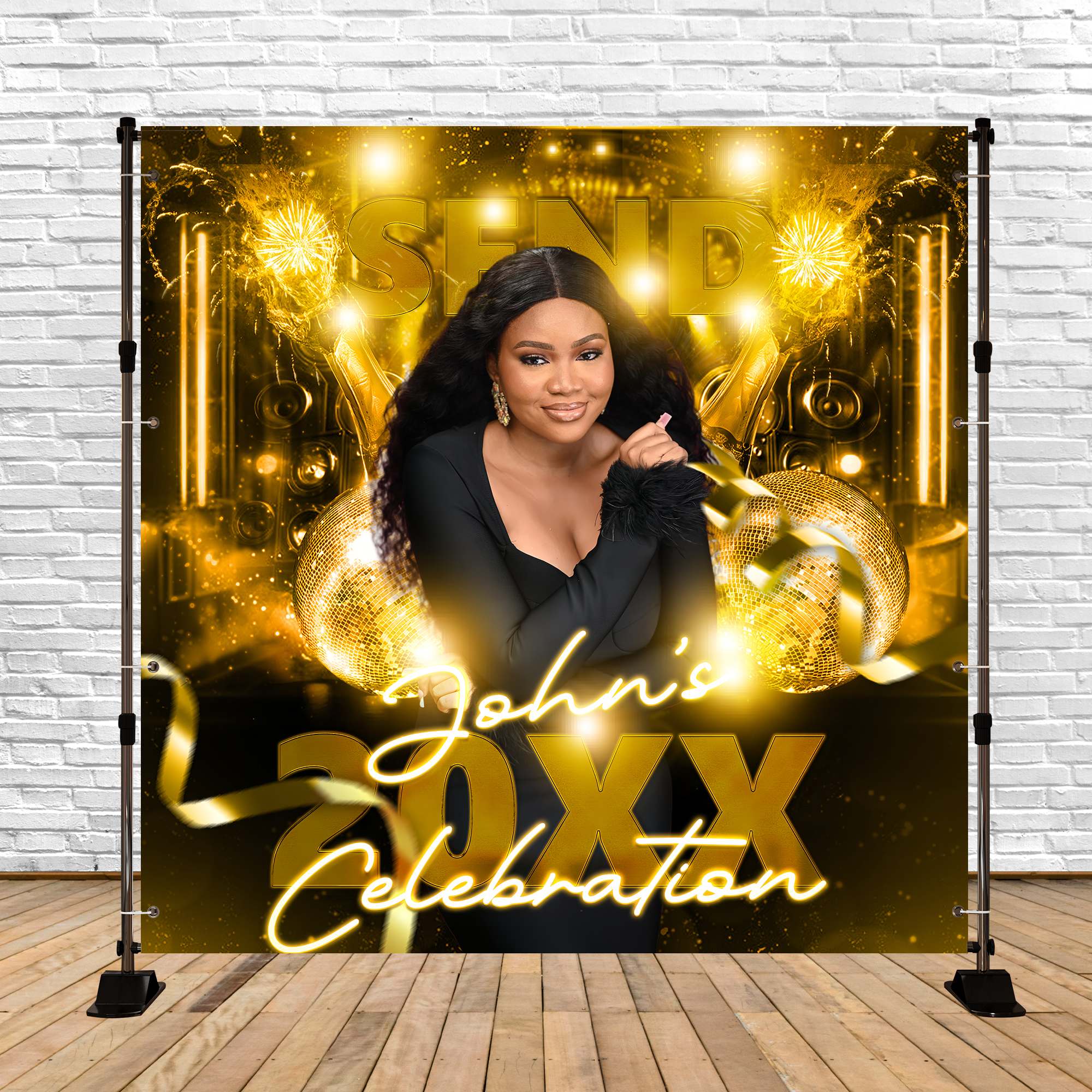 2025 Abschlusshintergrund Disco Lights Personalisierte Party Abschlusshintergrund BRP6-178