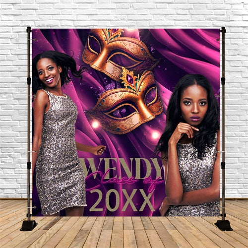 Personalisierte Graduation Backdrop Lila Maskerade Party Graduation Backdrop BRP6-180