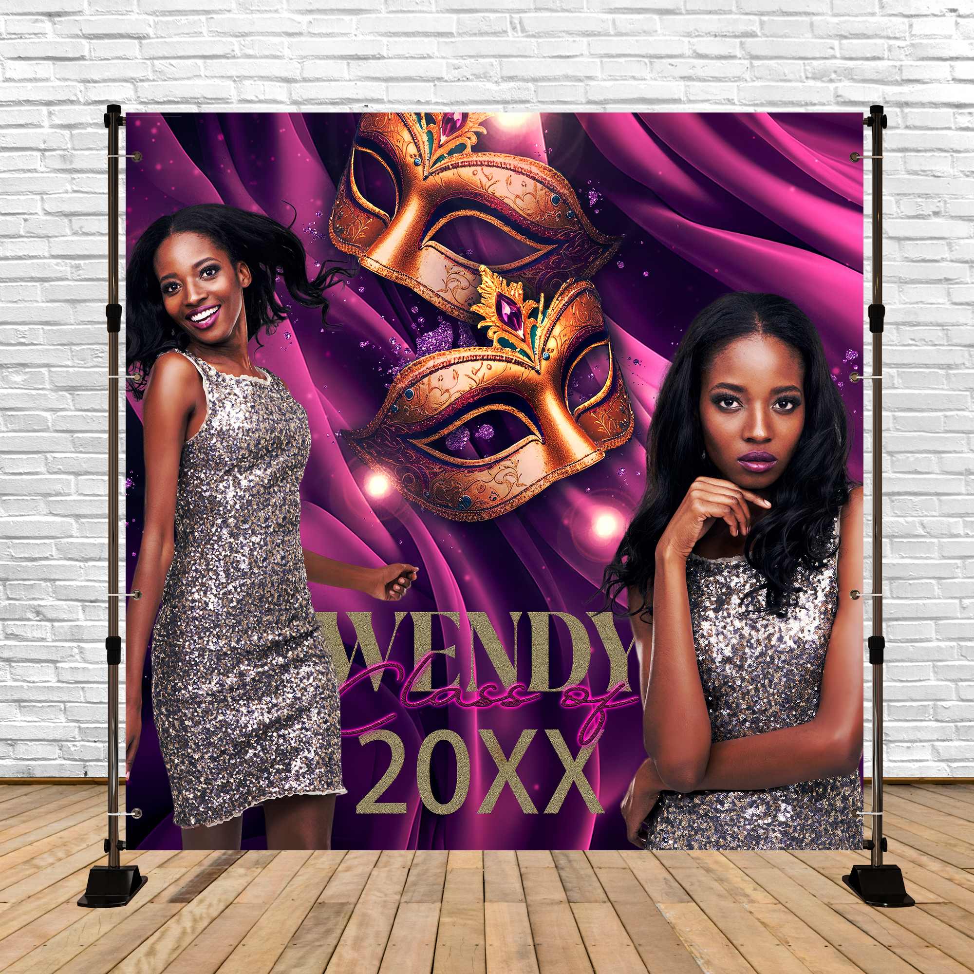Personalisierte Graduation Backdrop Lila Maskerade Party Graduation Backdrop BRP6-180