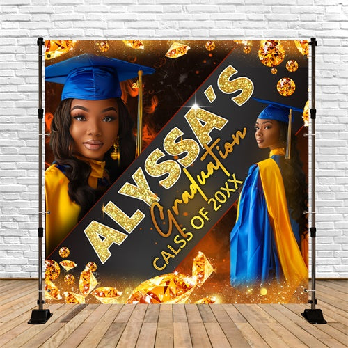 Graduation Backdrop Jewel Spark Personalisierte Party Abschlussfeier Backdrop BRP6-183