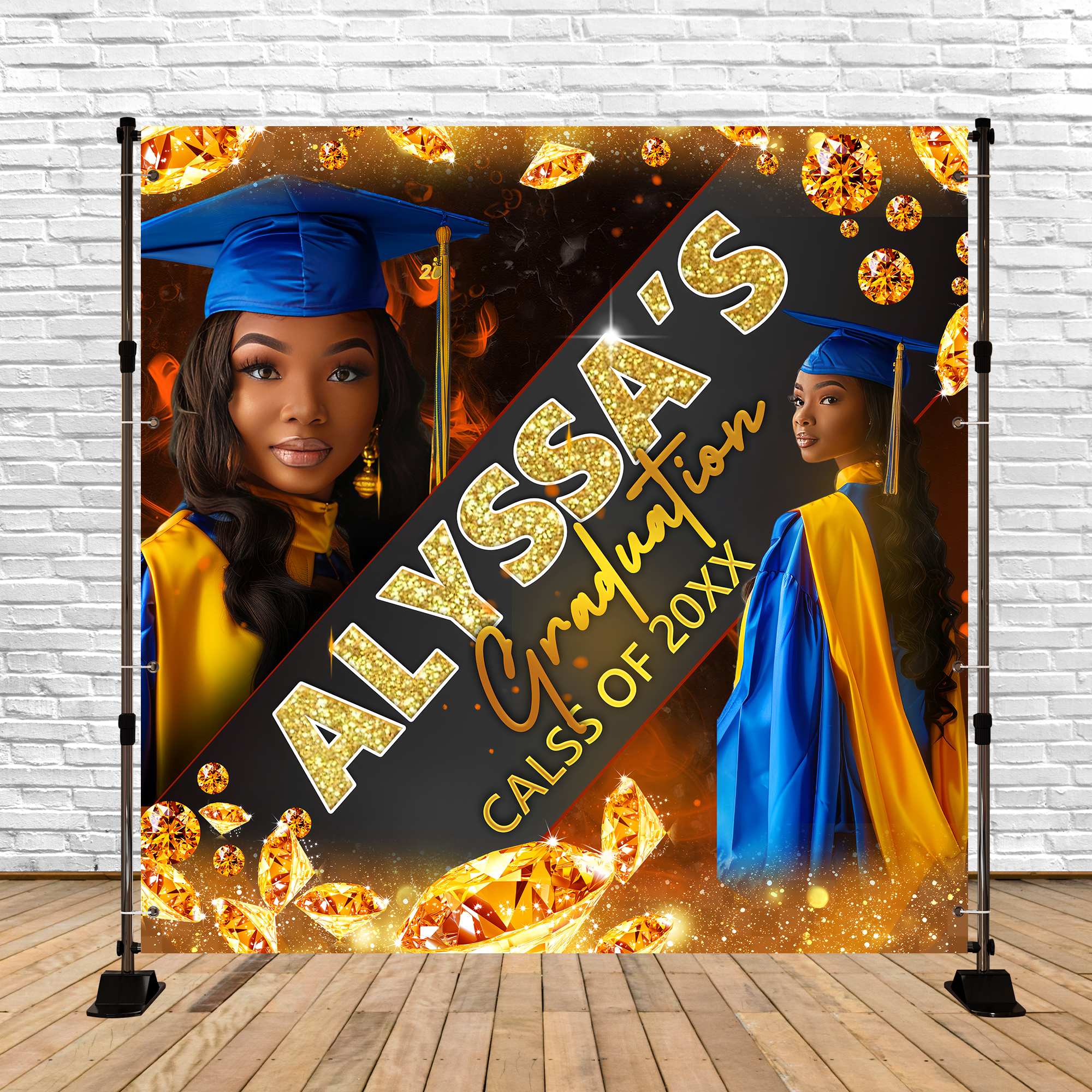 Graduation Backdrop Jewel Spark Personalisierte Party Abschlussfeier Backdrop BRP6-183