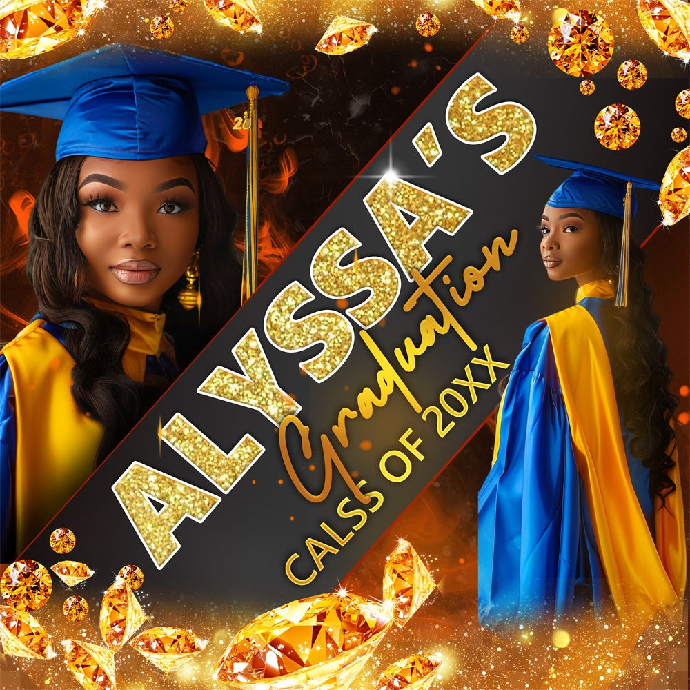 Graduation Backdrop Jewel Spark Personalisierte Party Abschlussfeier Backdrop BRP6-183