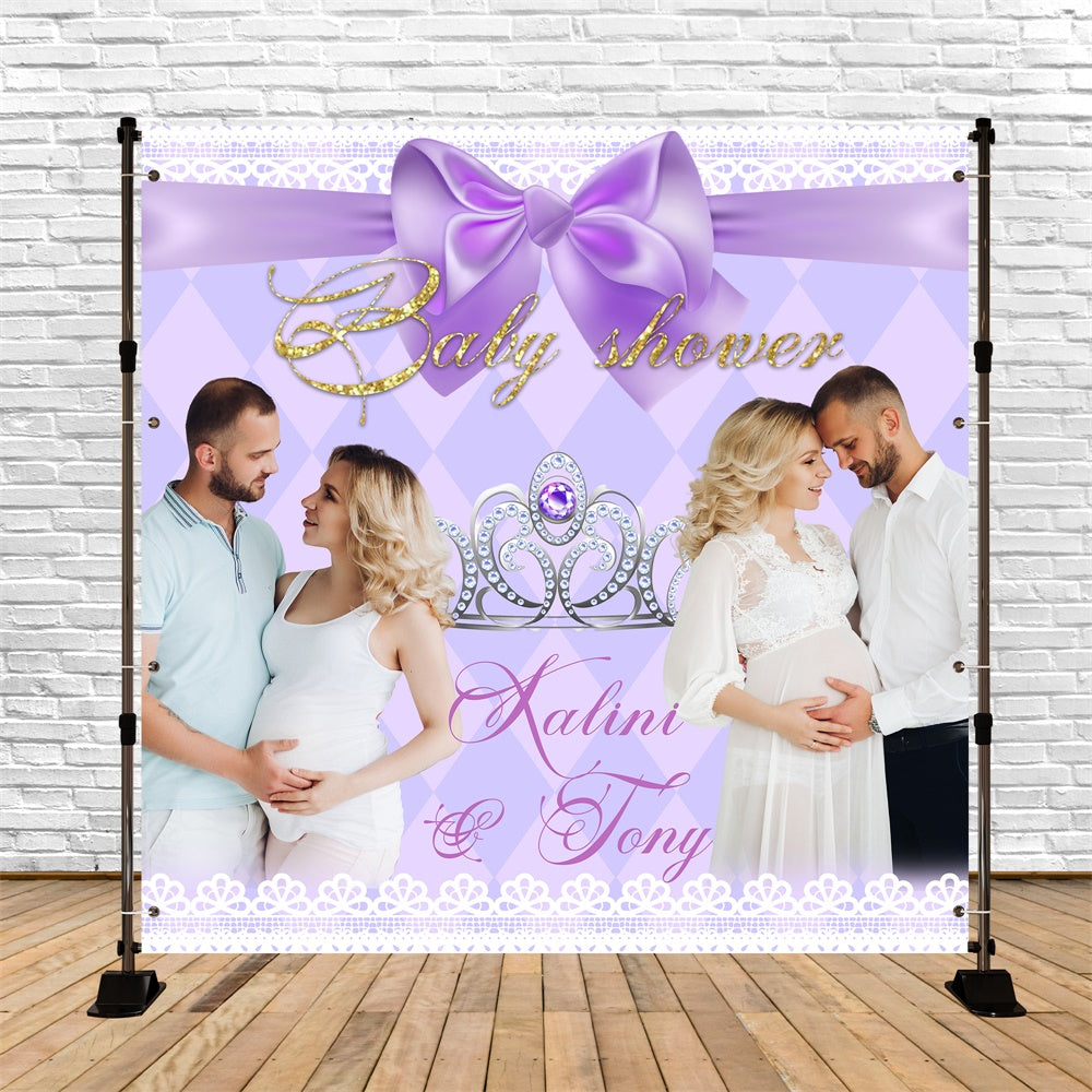Baby Shower Backdrop Elegant Tiara Violett Personalisierte Backdrop BRP6-207