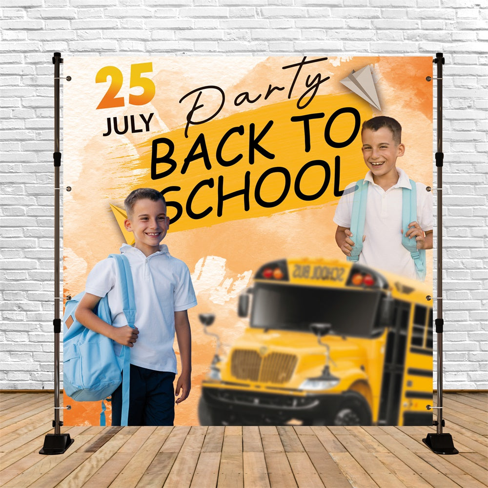 Schule Bild Hintergrund Schulbus Lächeln Customized Hintergrund BRP6-30