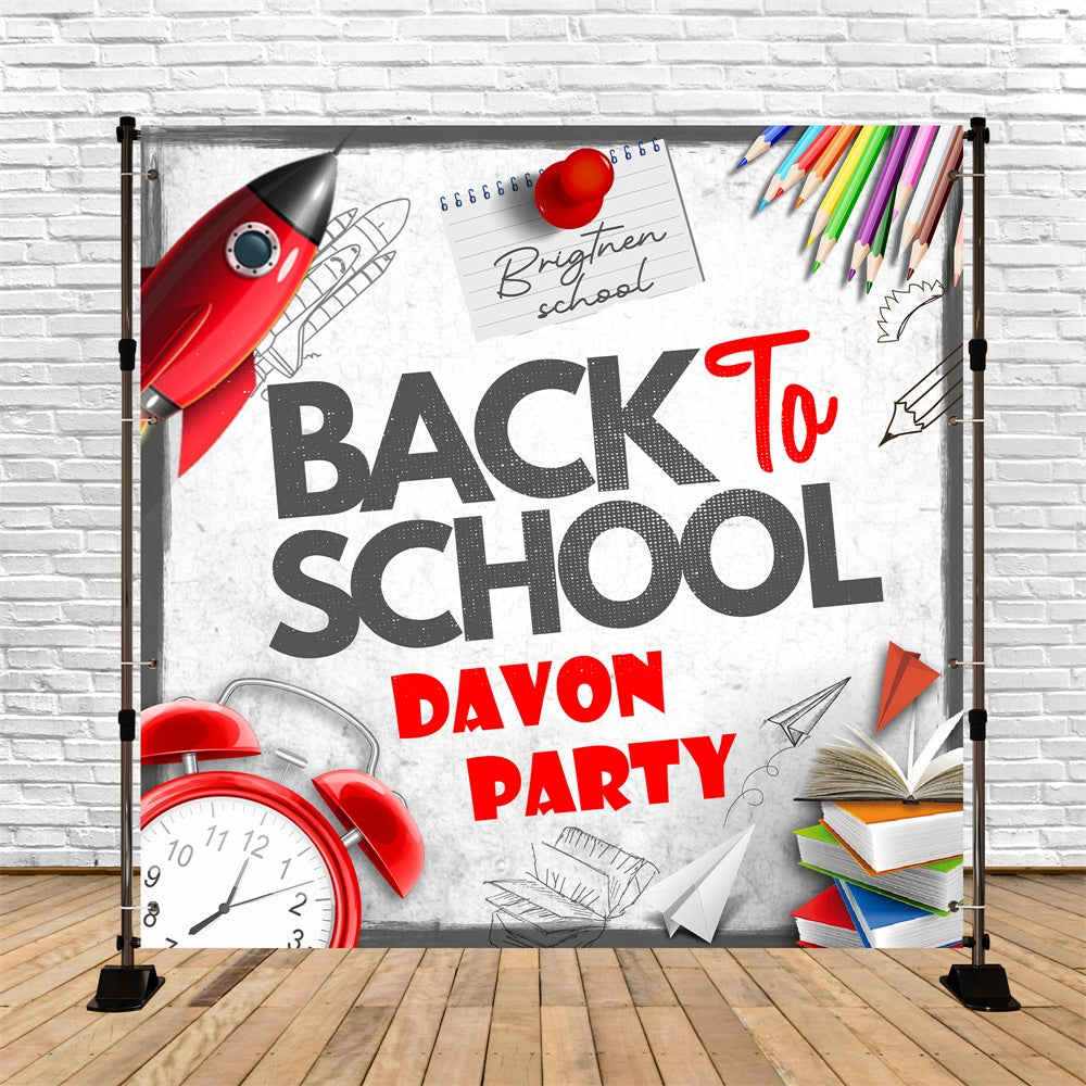 Back To School Backdrops Papier Flugzeuge Bücher Individuelles Backdrop BRP6-44