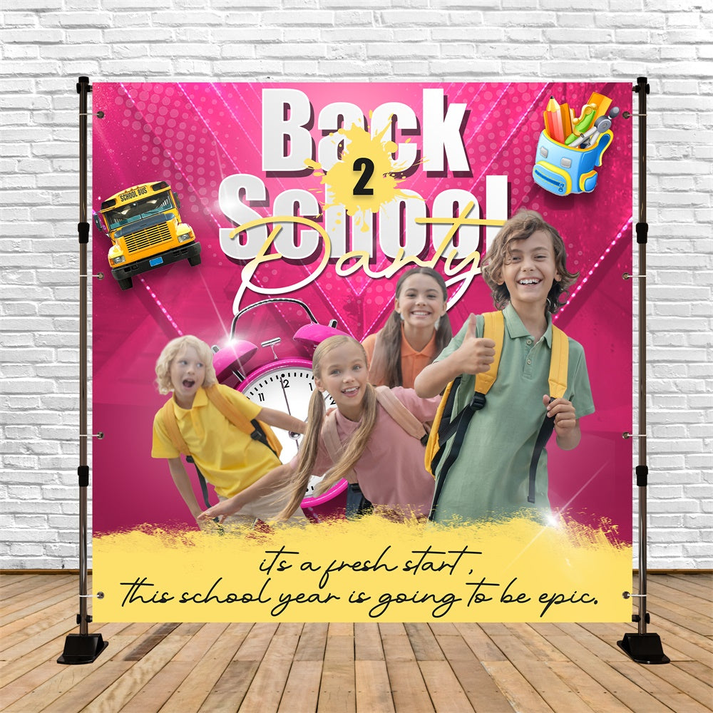 Back To School Fotohintergrund Happy Bus Ride Custom Backdrop BRP6-49