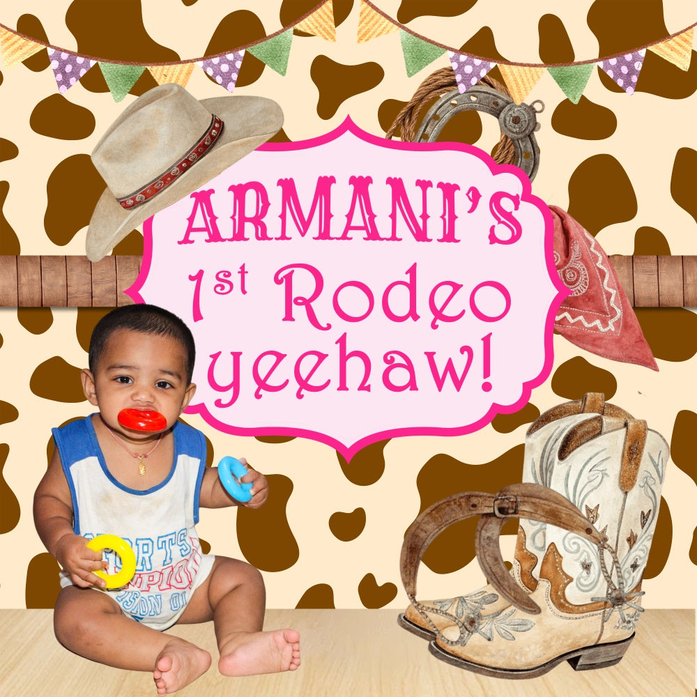 1. Geburtstag Backdrop Rodeo Cutie Personalisierte Backdrop BRP6-73