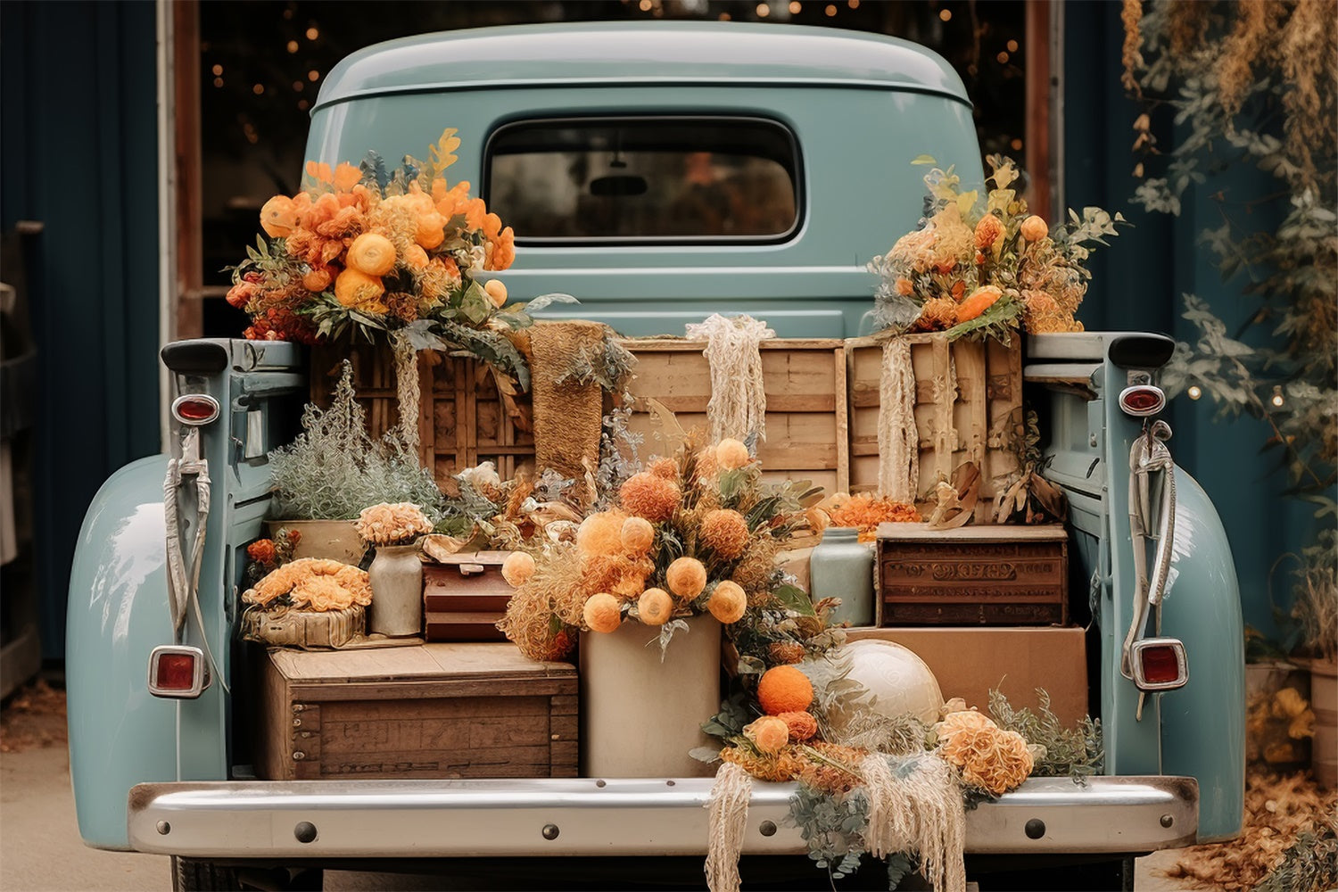 Herbst LKW mit Blumen Hintergrund BRP7-100