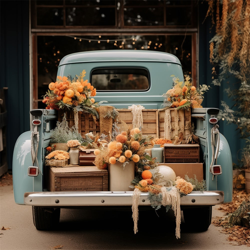 Herbst LKW mit Blumen Hintergrund BRP7-100