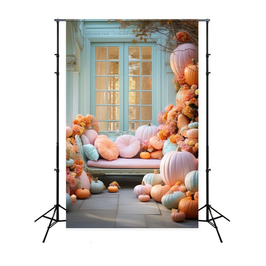 Herbst Bunte Kürbisblume Sofa Fotografie Hintergrund BRP7-106