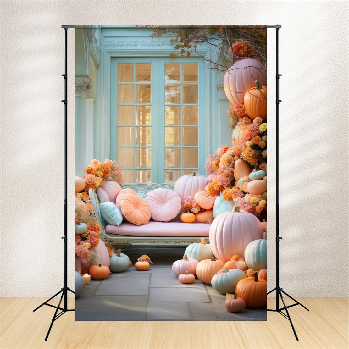 Herbst Bunte Kürbisblume Sofa Fotografie Hintergrund BRP7-106