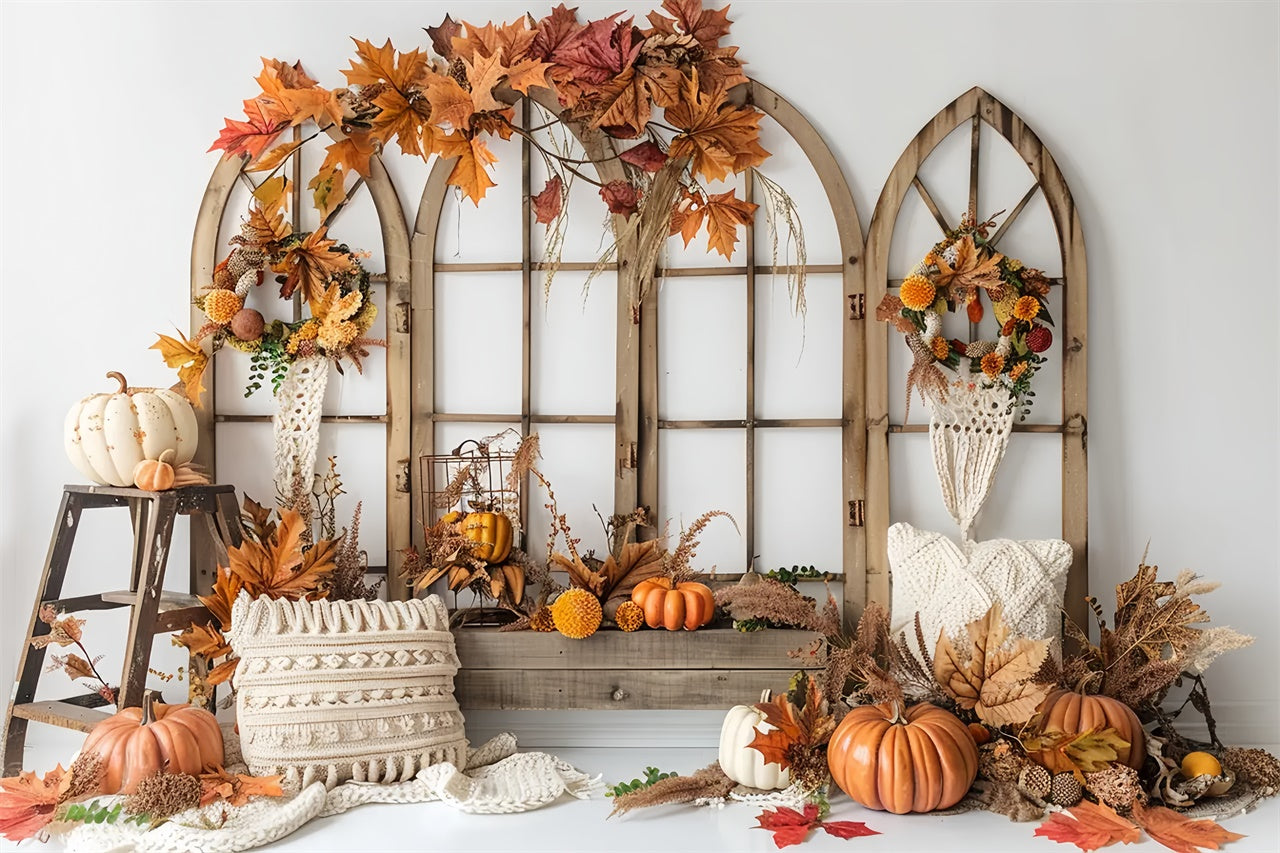 Herbst Böhmen Bogen Fenster Blatt Fotografie Backdrop BRP7-149