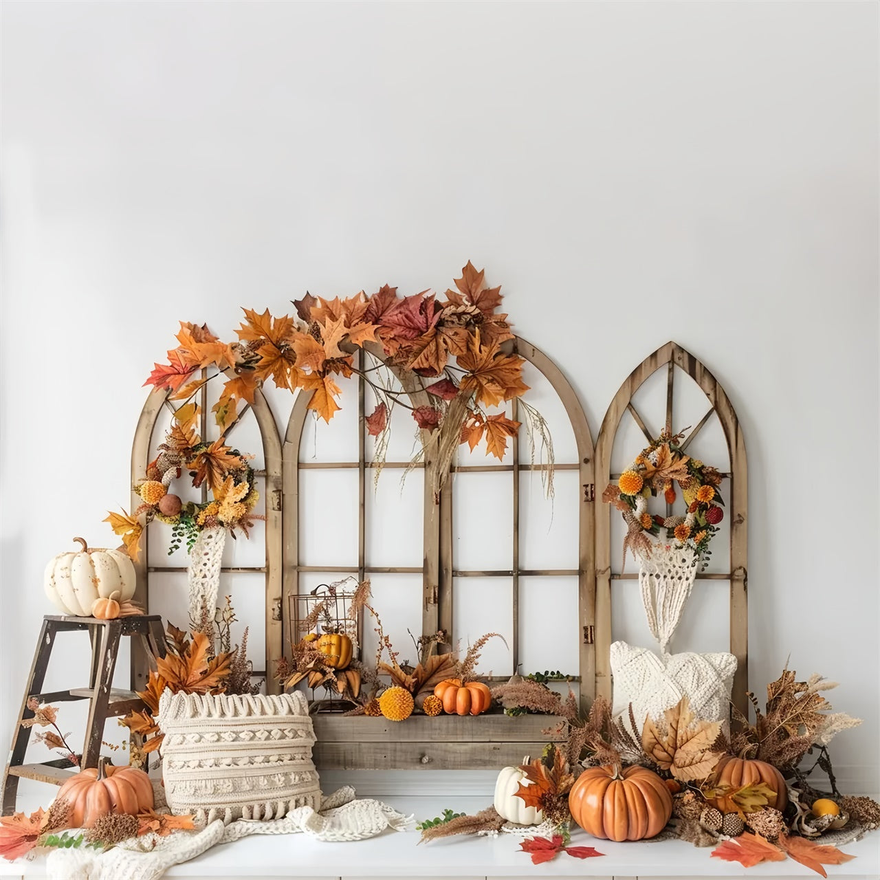 Herbst Böhmen Bogen Fenster Blatt Fotografie Backdrop BRP7-149