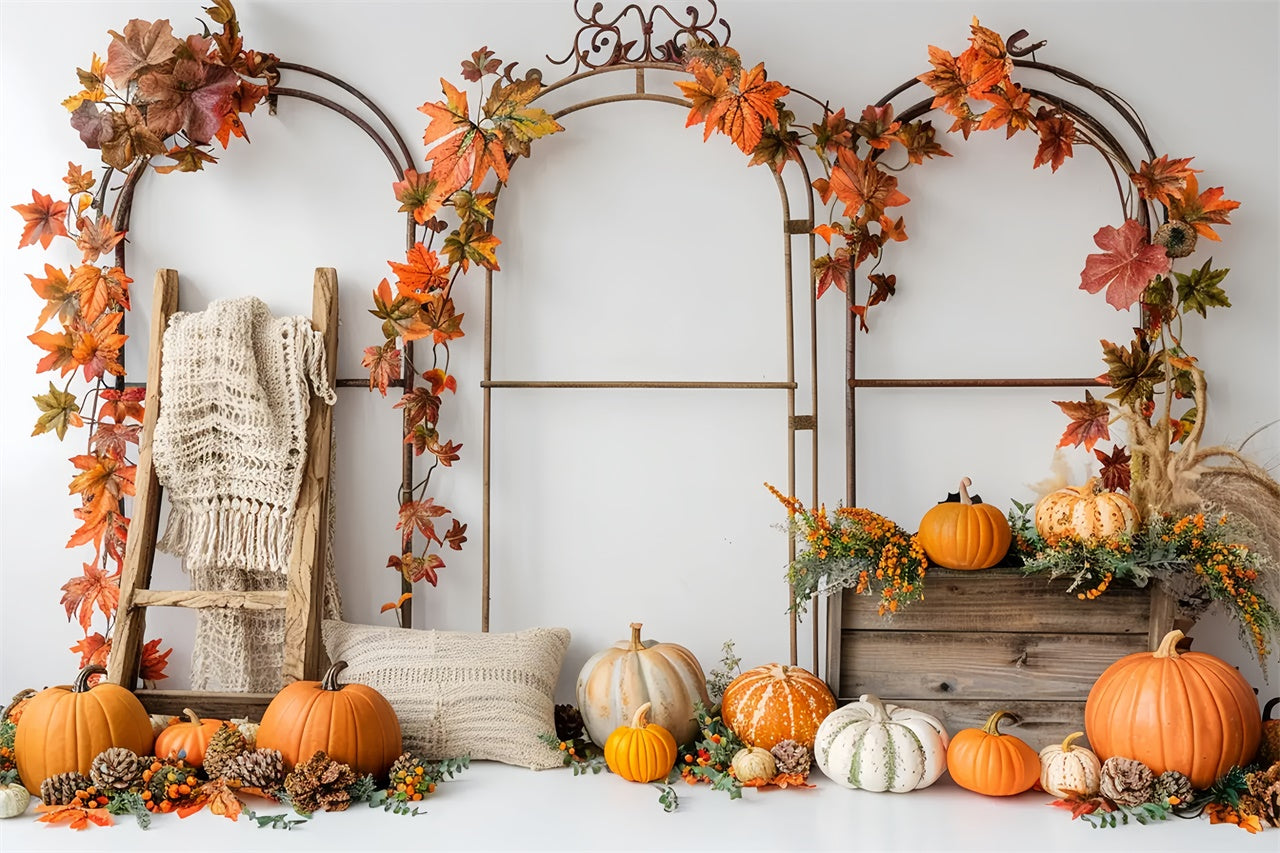 Herbst Kürbis Blatt Bogen Stand Fotografie Hintergrund BRP7-150