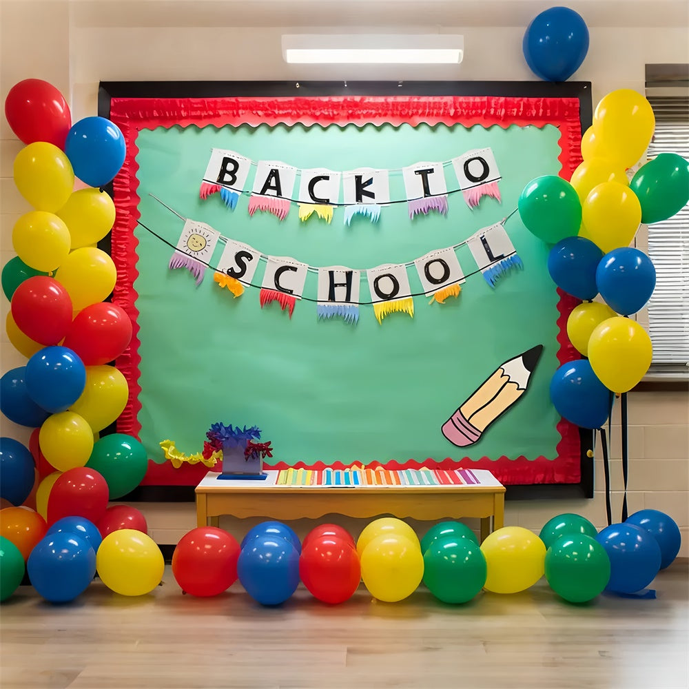 Zurück zu Schule Buntes Klassenzimmer Fotografie Hintergrund BRP7-183