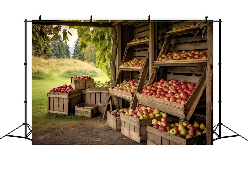 Herbst Bauernhof Frische Apfel Stand Hintergrund BRP7-193