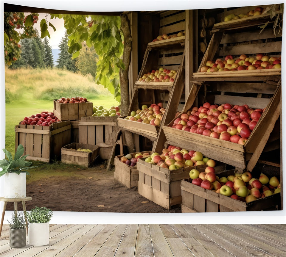 Herbst Bauernhof Frische Apfel Stand Hintergrund BRP7-193