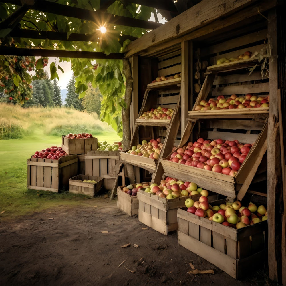 Herbst Bauernhof Frische Apfel Stand Hintergrund BRP7-193