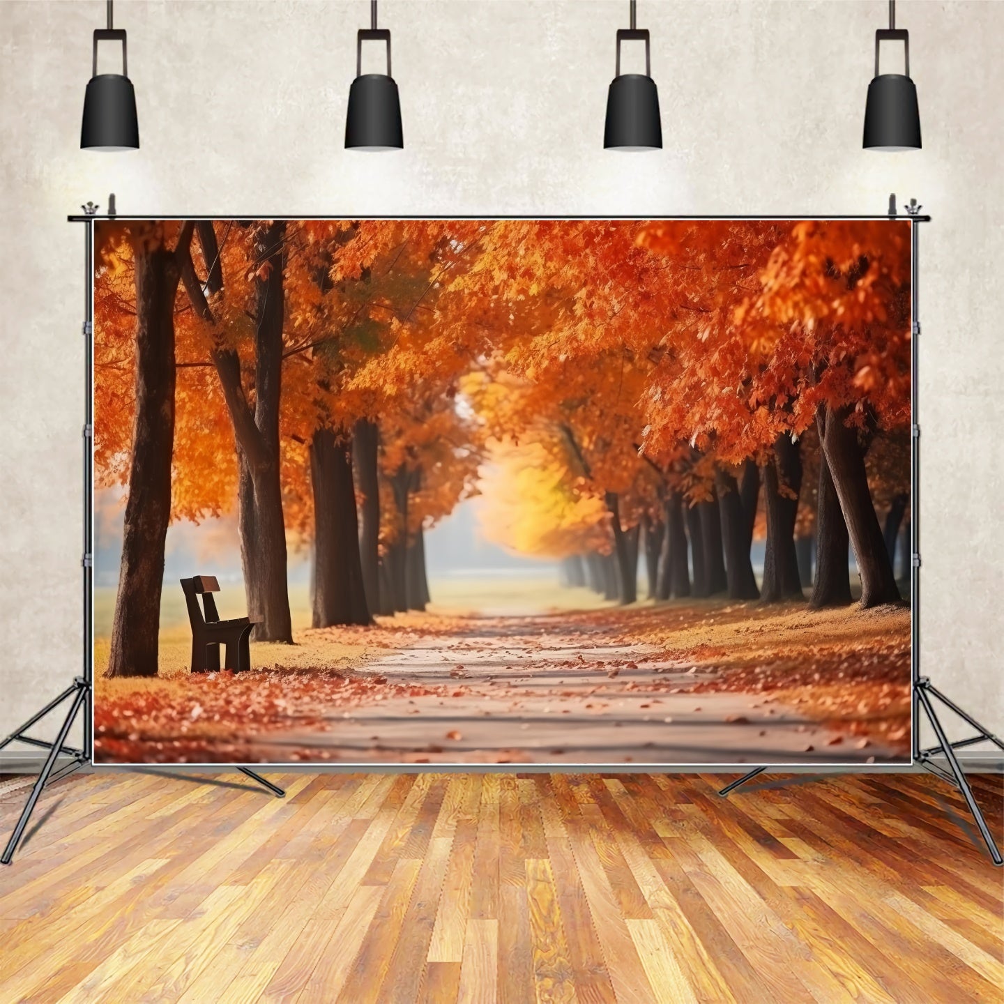 Herbst Golden Leaves Park Path Fotografie Hintergrund BRP7-194