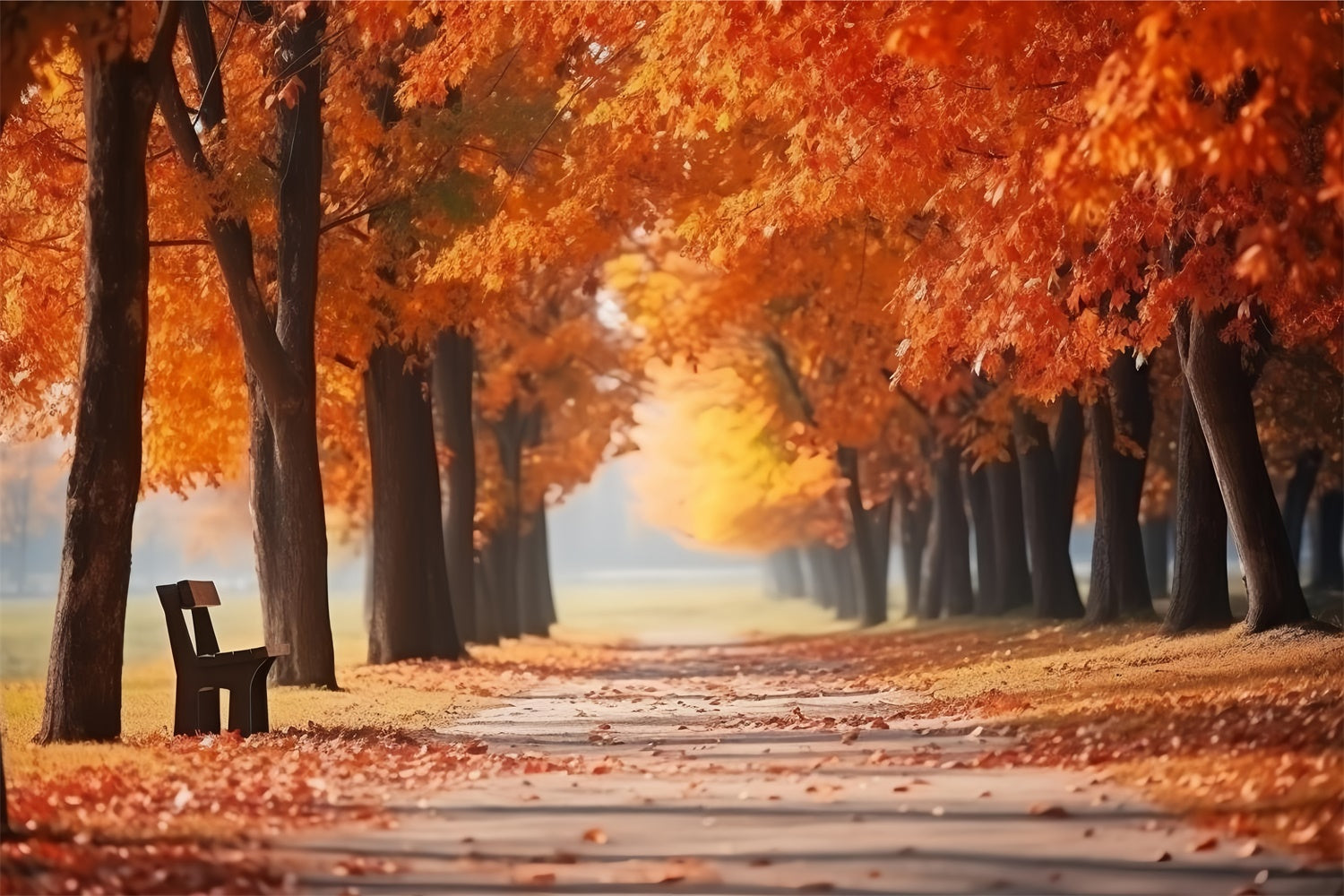 Herbst Golden Leaves Park Path Fotografie Hintergrund BRP7-194