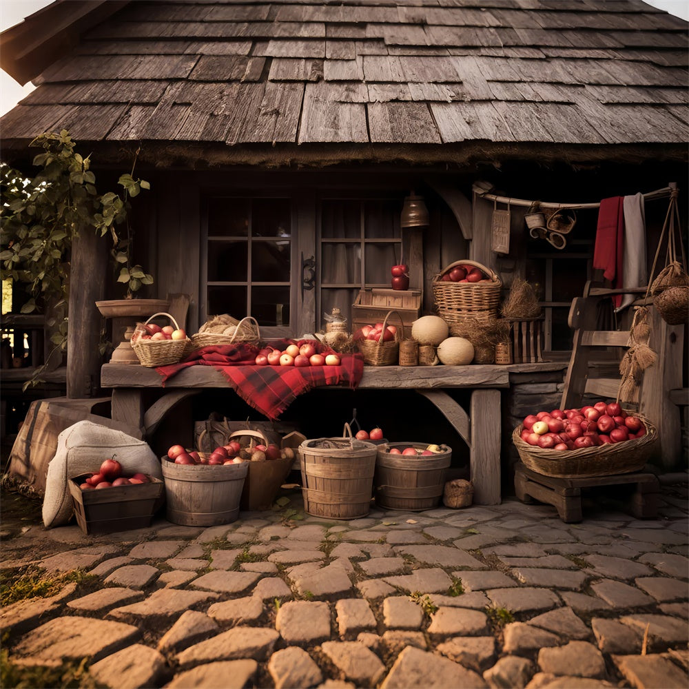 Land Apfel Bauernhaus Herbst Hintergrund BRP7-196