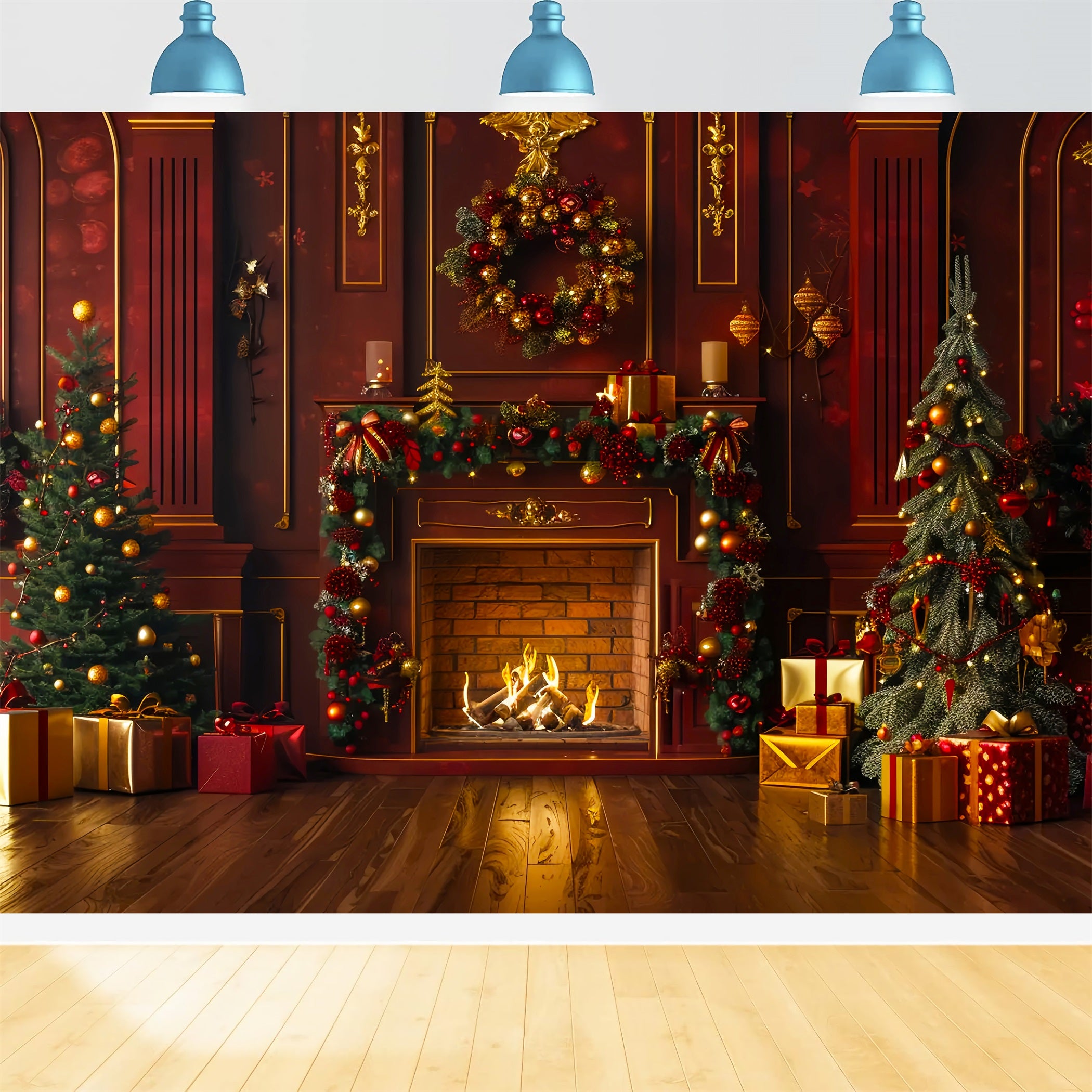 Weihnachten Warmer Kamin Hintergrund BRP7-222