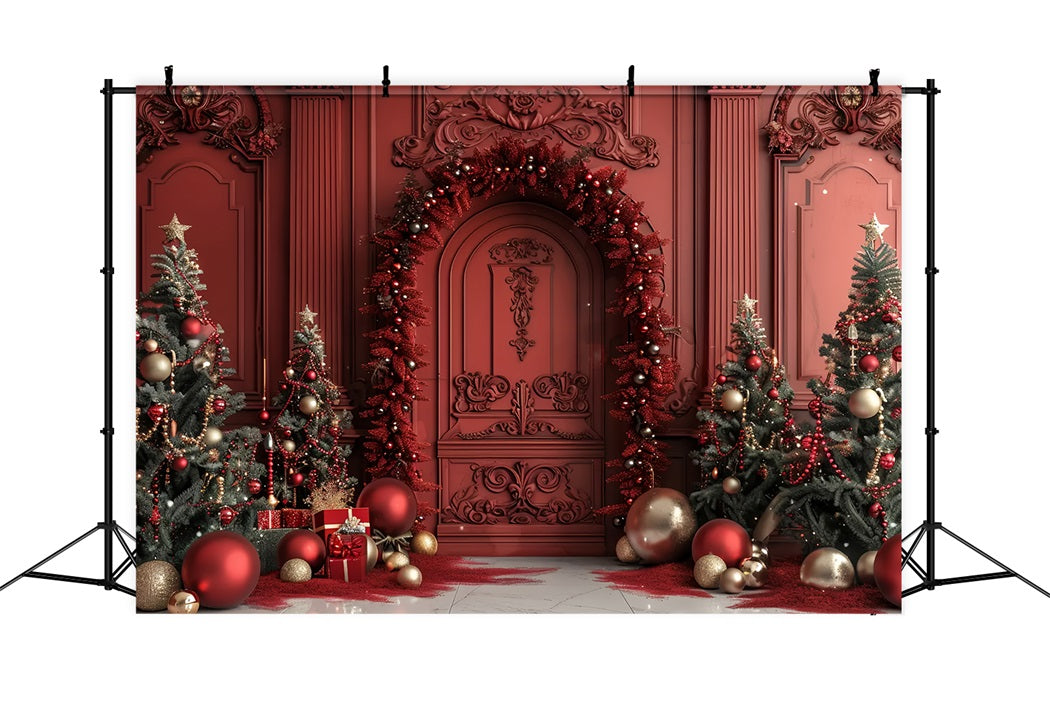 Weihnachten Regal rote Tür Dekor Hintergrund BRP7-225