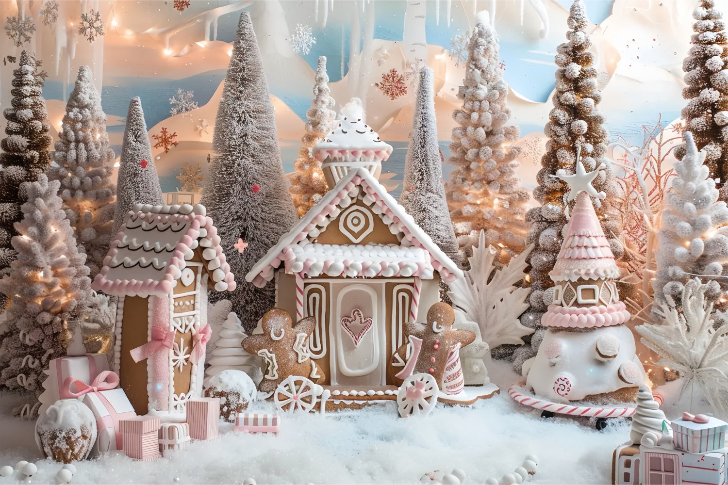 Weihnachten Frosted Gingerbread House Hintergrund BRP7-227