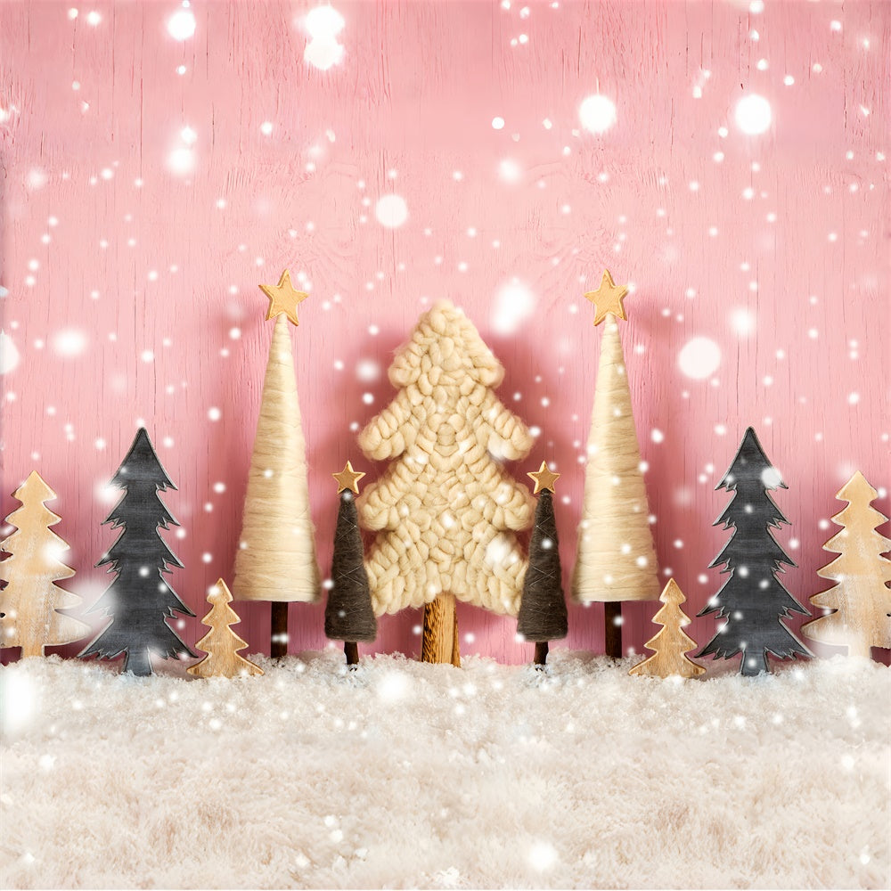 Weihnachtsbaum Schneefall Rosa Backdrop BRP8-154