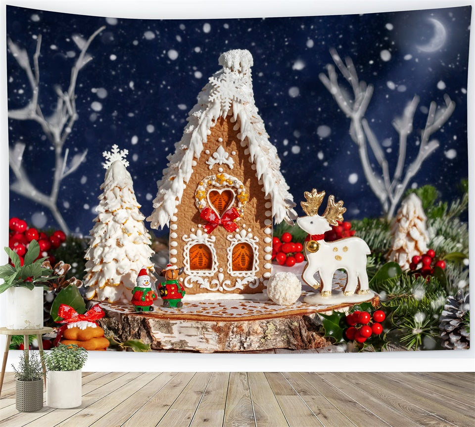 Weihnachten Lebkuchen Rentier Hütte Hintergrund BRP8-160