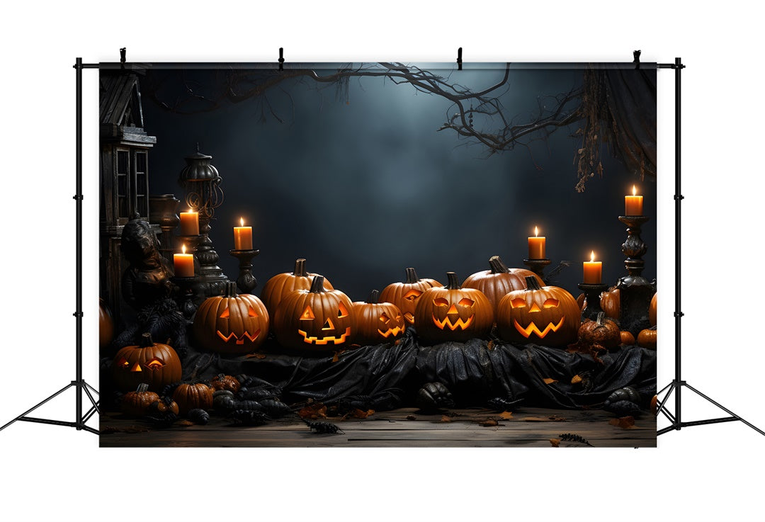 Halloween Abend geschnitzte Kürbisse Kerzenlicht Hintergrund BRP8-166