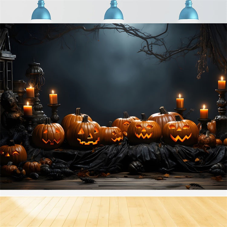 Halloween Abend geschnitzte Kürbisse Kerzenlicht Hintergrund BRP8-166