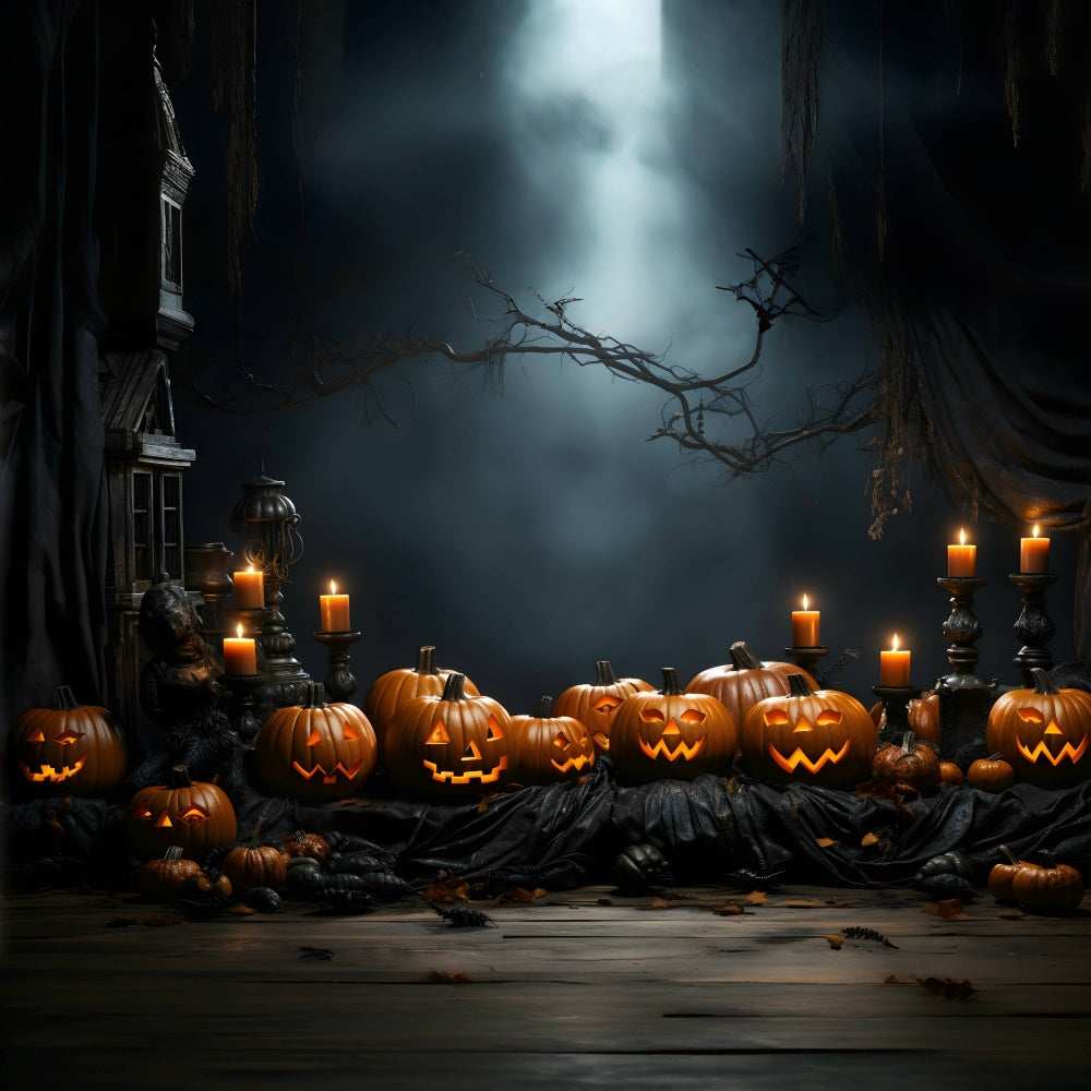 Halloween Abend geschnitzte Kürbisse Kerzenlicht Hintergrund BRP8-166