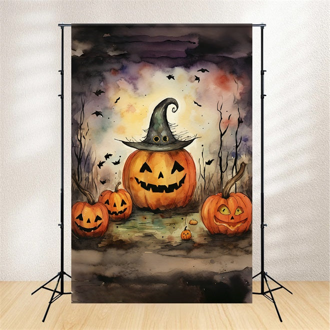 Halloween Hexenhut und Kürbisgesichter Hintergrund BRP8-167