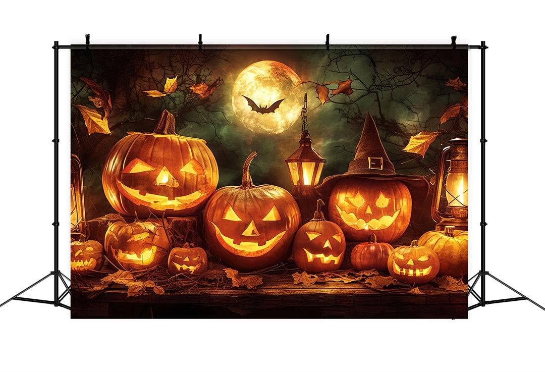 Halloween Mond und Kürbisgesichter Hintergrund BRP8-176