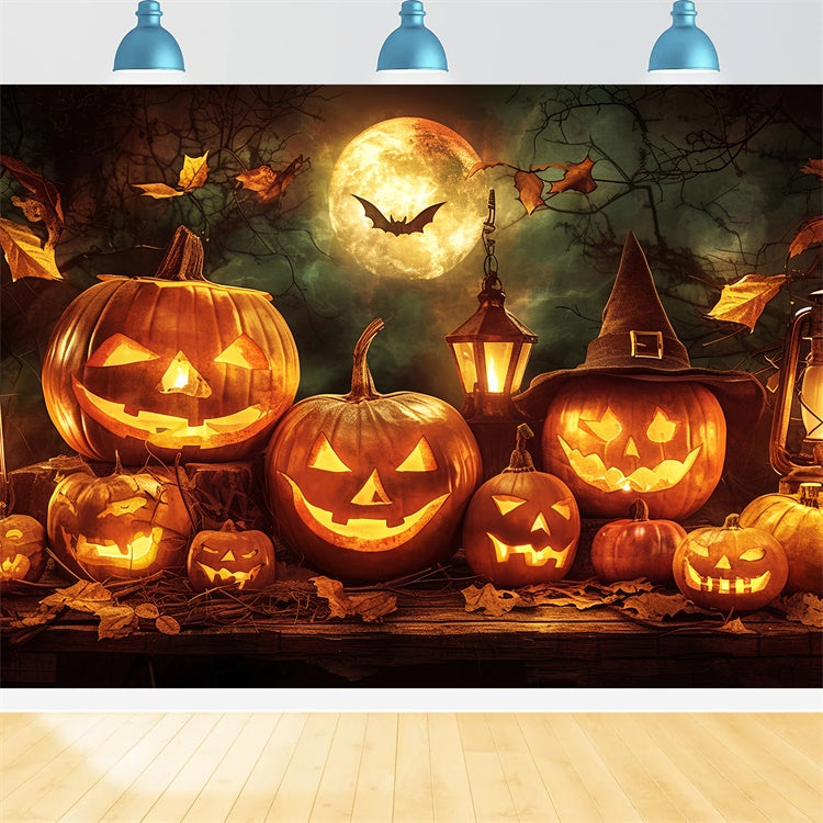 Halloween Mond und Kürbisgesichter Hintergrund BRP8-176