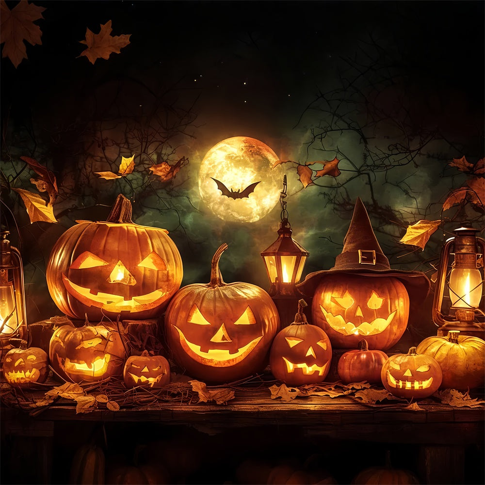 Halloween Mond und Kürbisgesichter Hintergrund BRP8-176