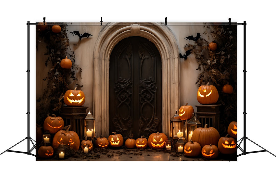 Unheimliche Kürbis gefüllte Türöffnung Halloween Hintergrund BRP8-184
