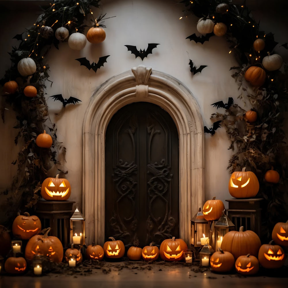 Unheimliche Kürbis gefüllte Türöffnung Halloween Hintergrund BRP8-184