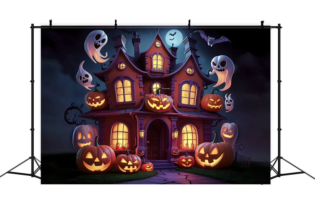 Halloween Spukhaus mit schwebenden Geistern Hintergrund BRP8-192