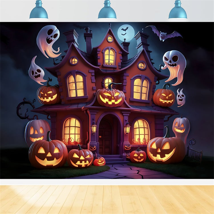 Halloween Spukhaus mit schwebenden Geistern Hintergrund BRP8-192