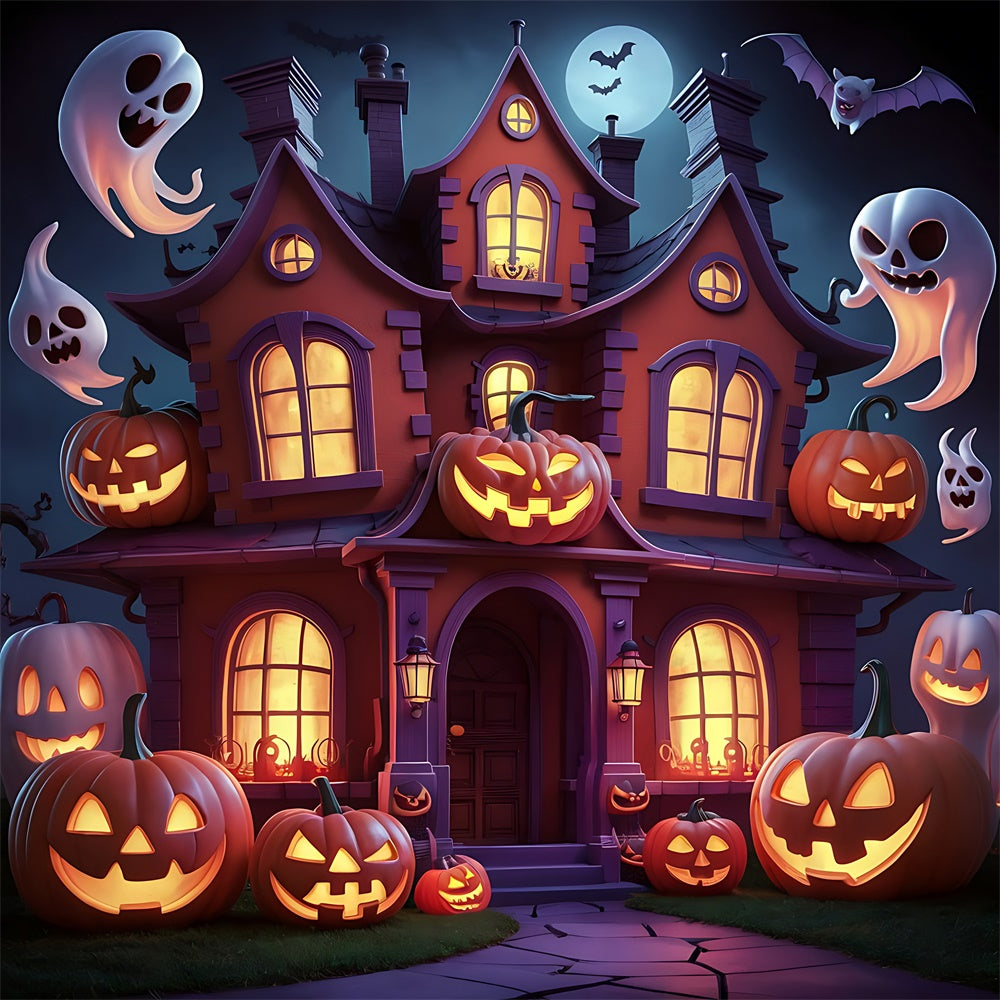 Halloween Spukhaus mit schwebenden Geistern Hintergrund BRP8-192