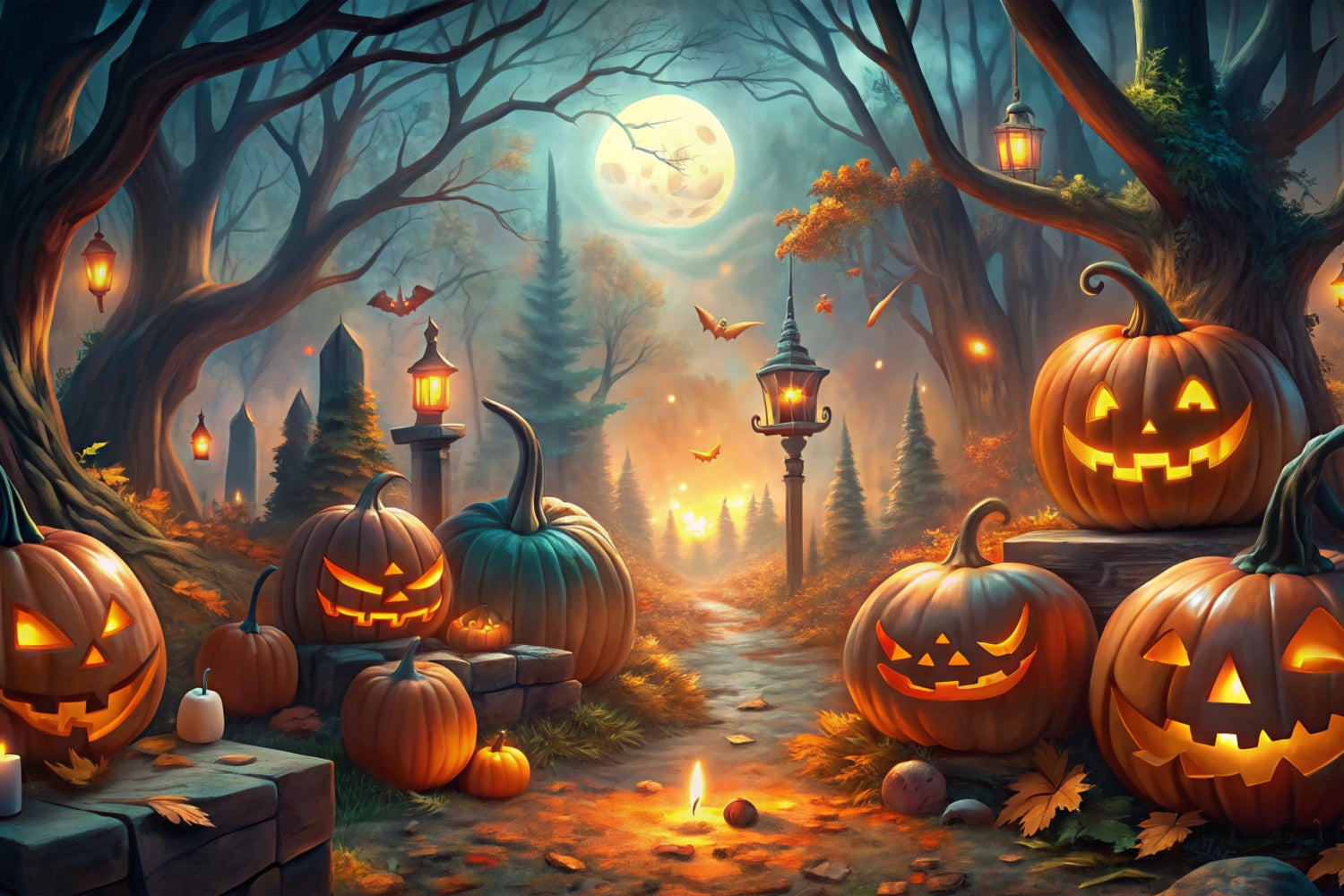 Halloween Nacht in den verzauberten Wäldern Hintergrund BRP8-193